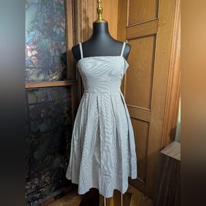 J. Crew Gray Striped Midi Dress